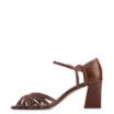  Peep Toe Marrom Salto Bloco Médio Couro Tiras Finas - imagem 4