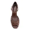  Peep Toe Marrom Salto Bloco Médio Couro Tiras Finas - imagem 5