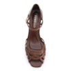  Peep Toe Marrom Salto Bloco Médio Couro Tiras Finas - imagem 5