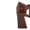  Peep Toe Marrom Salto Bloco Médio Couro Tiras Finas - imagem 7