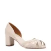 Peep Toe Off White Salto Bloco Médio Couro Tiras Finas - imagem 1