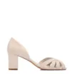 Peep Toe Off White Salto Bloco Médio Couro Tiras Finas - imagem 2