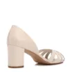 Peep Toe Off White Salto Bloco Médio Couro Tiras Finas - imagem 3