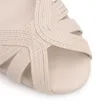 Peep Toe Off White Salto Bloco Médio Couro Tiras Finas - imagem 5