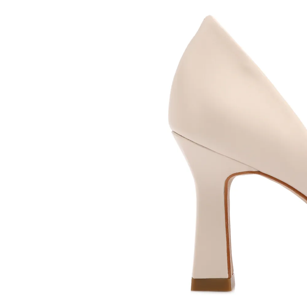 Peep Toe Off White  Salto Fino Alto Couro/Alt Tiras Tramadas - imagem 7