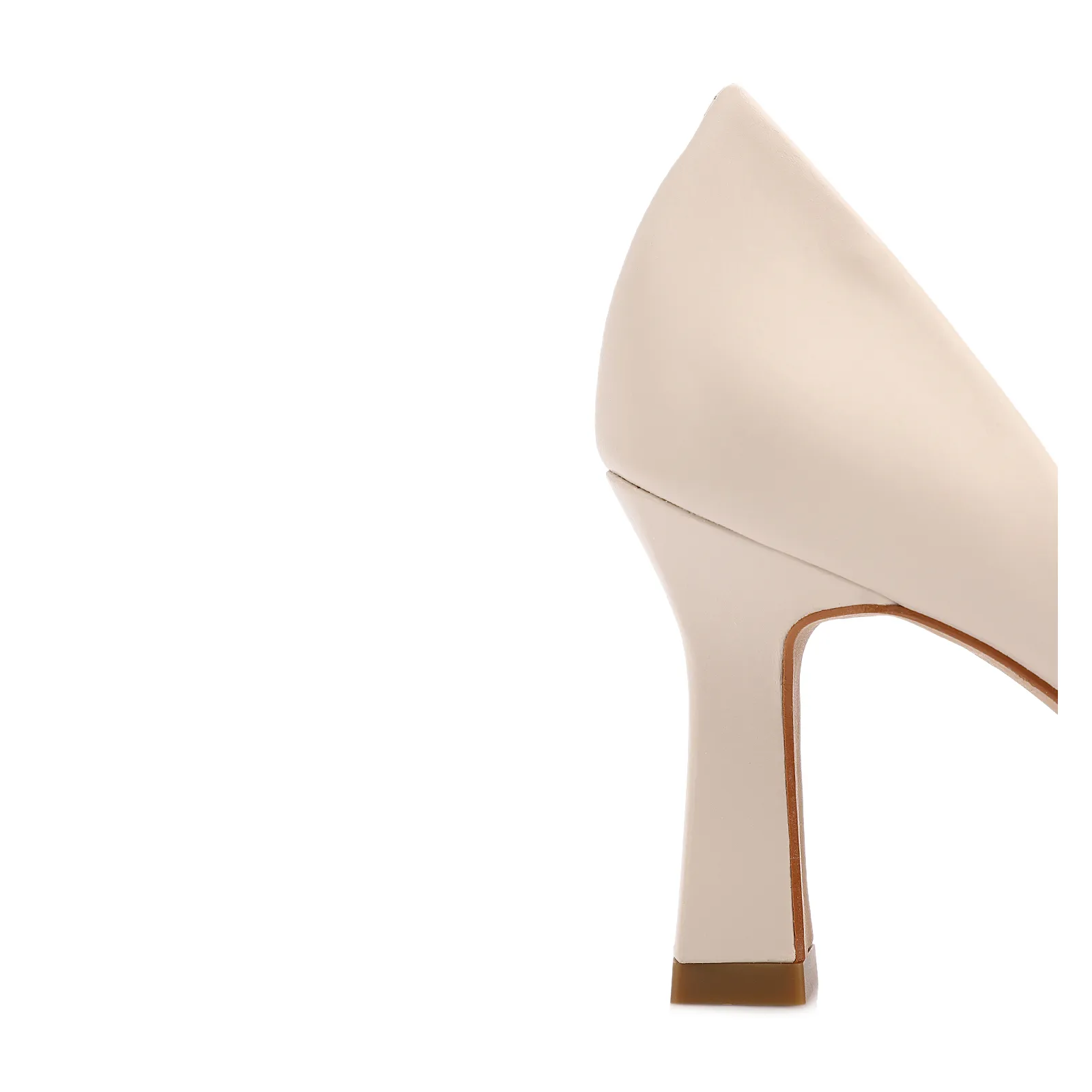 Peep Toe Off White Salto Fino Alto Couro/Alt Tiras Tramadas