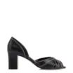 Peep Toe Preto Salto Bloco Médio Couro Pesponto - imagem 3