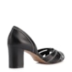Peep Toe Preto Salto Bloco Médio Couro Pesponto - imagem 4