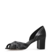 Peep Toe Preto Salto Bloco Médio Couro Pesponto - imagem 5