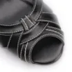 Peep Toe Preto Salto Bloco Médio Couro Pesponto - imagem 7