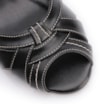 Peep Toe Preto Salto Bloco Médio Couro Pesponto - imagem 7
