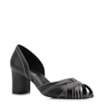 Peep Toe Preto Salto Bloco Médio Couro Pesponto - imagem 1