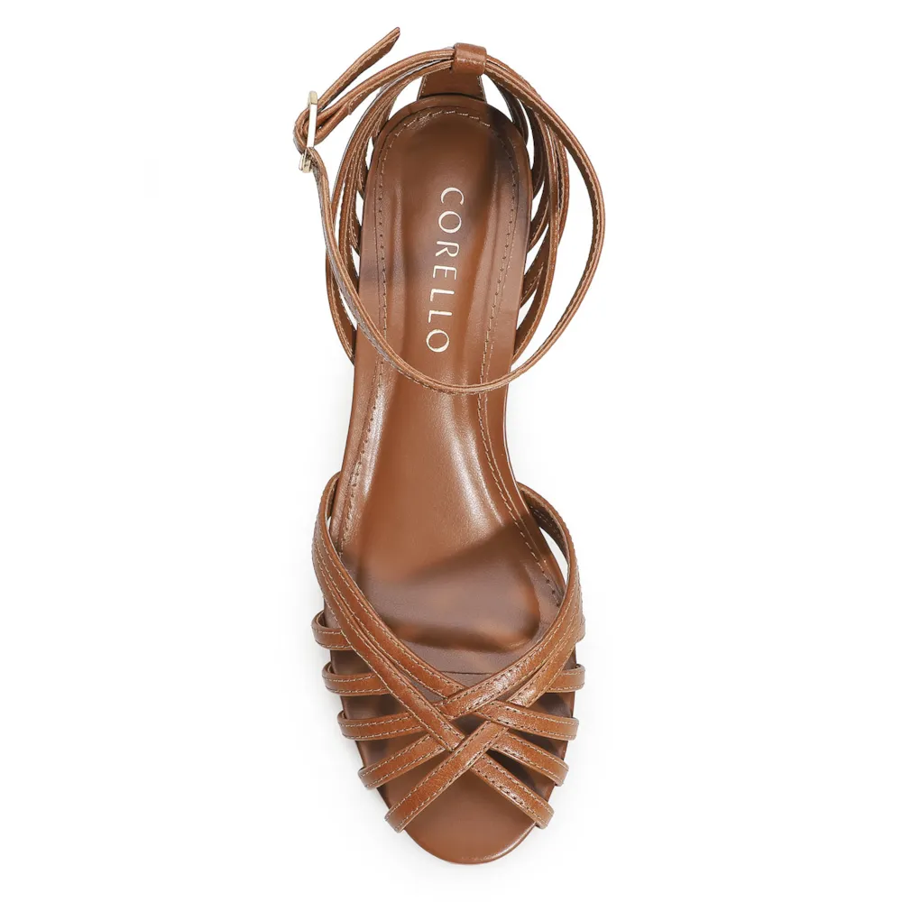 Peep Toe Tiras Couro Caramelo - imagem 5
