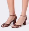 Peep Toe Tiras Couro Marrom Escuro - imagem 2