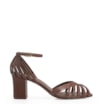 Peep Toe Tiras Couro Marrom Escuro - imagem 3