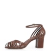 Peep Toe Tiras Couro Marrom Escuro - imagem 5