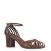 Peep Toe Tiras Couro Marrom Escuro - imagem 1
