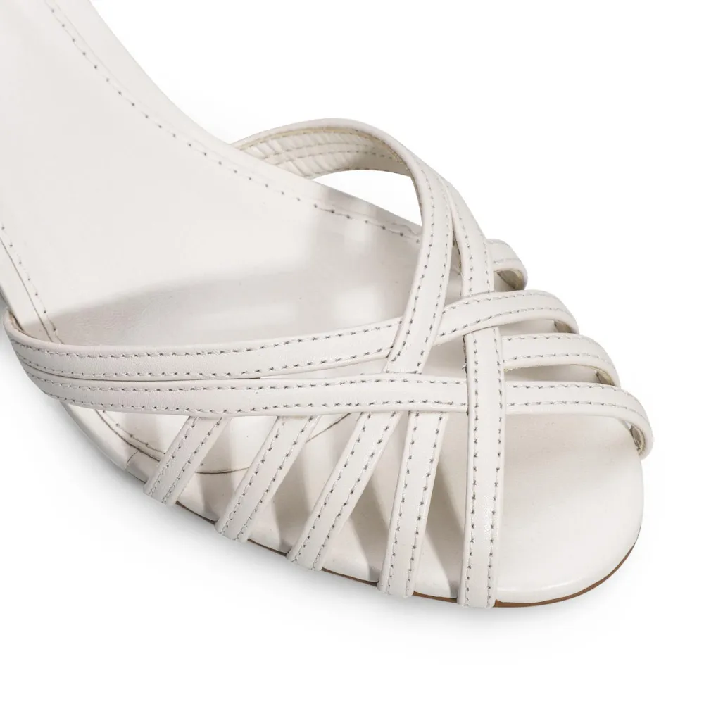 Peep Toe Tiras Couro Off White - imagem 6