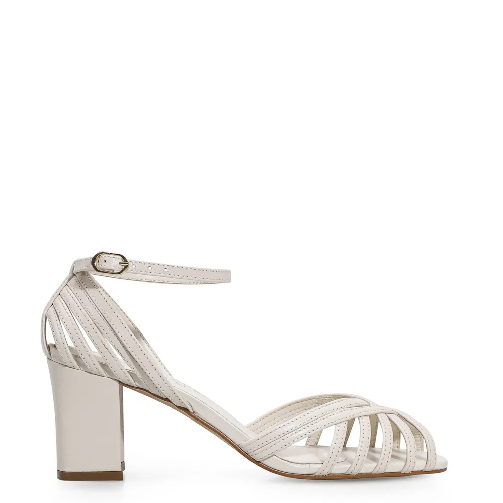 Peep Toe Tiras Couro Off White - imagem 2