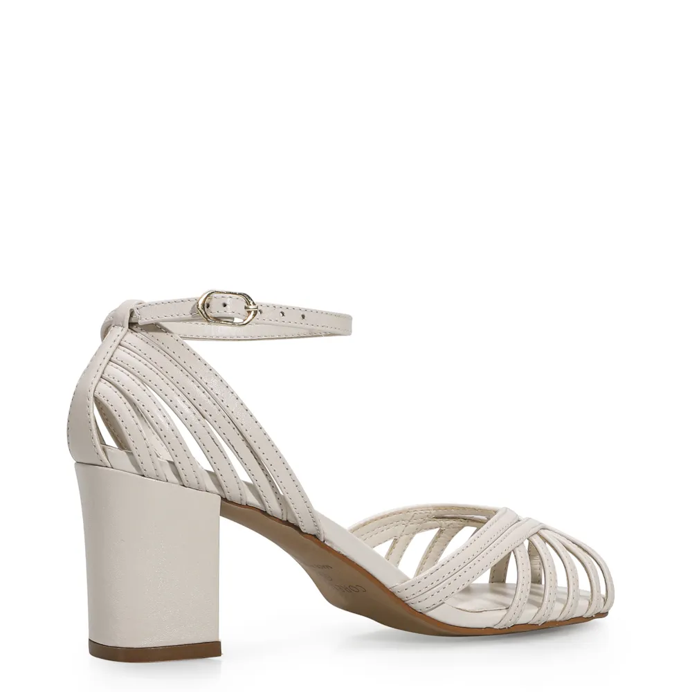 Peep Toe Tiras Couro Off White - imagem 3