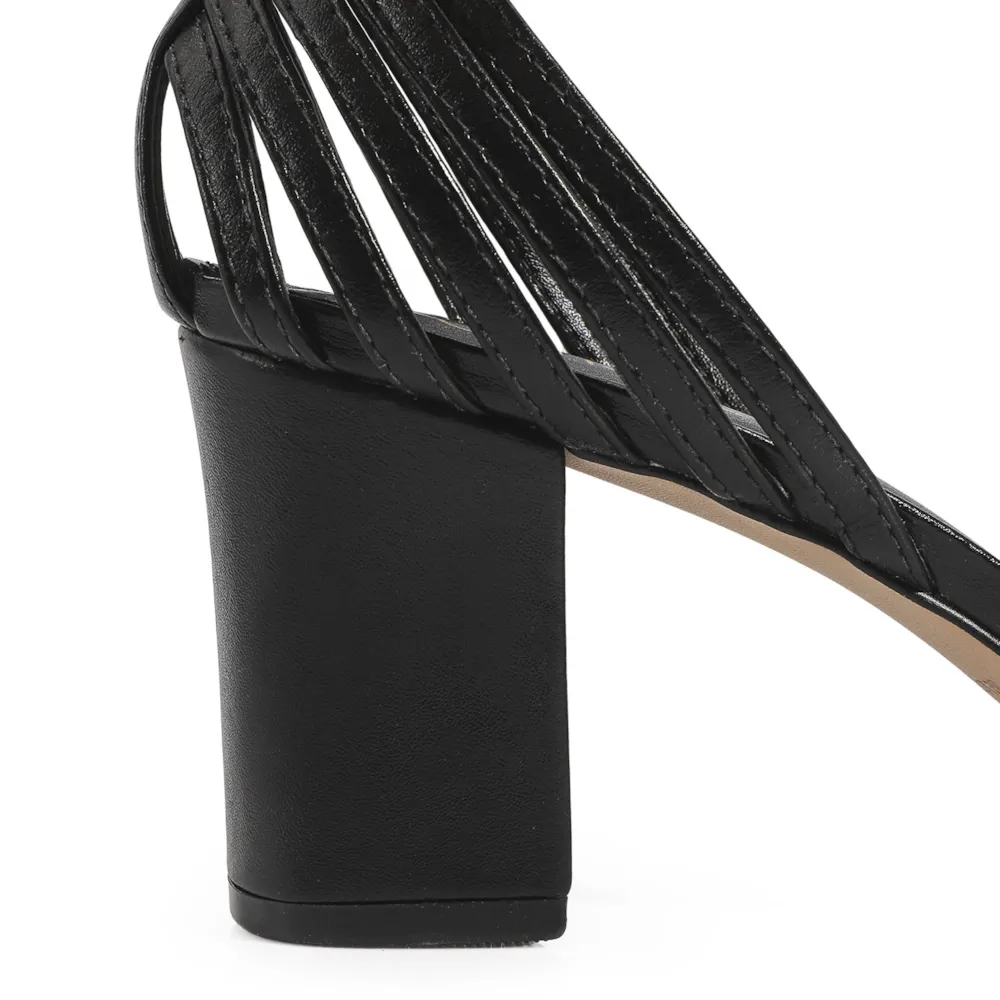 Peep Toe Tiras Couro Preto - imagem 8