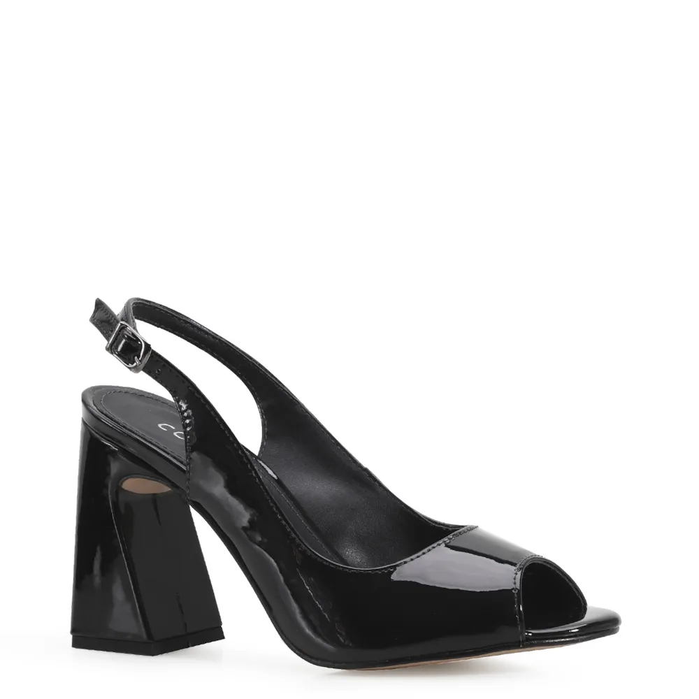 Peep Toe Verniz Preto