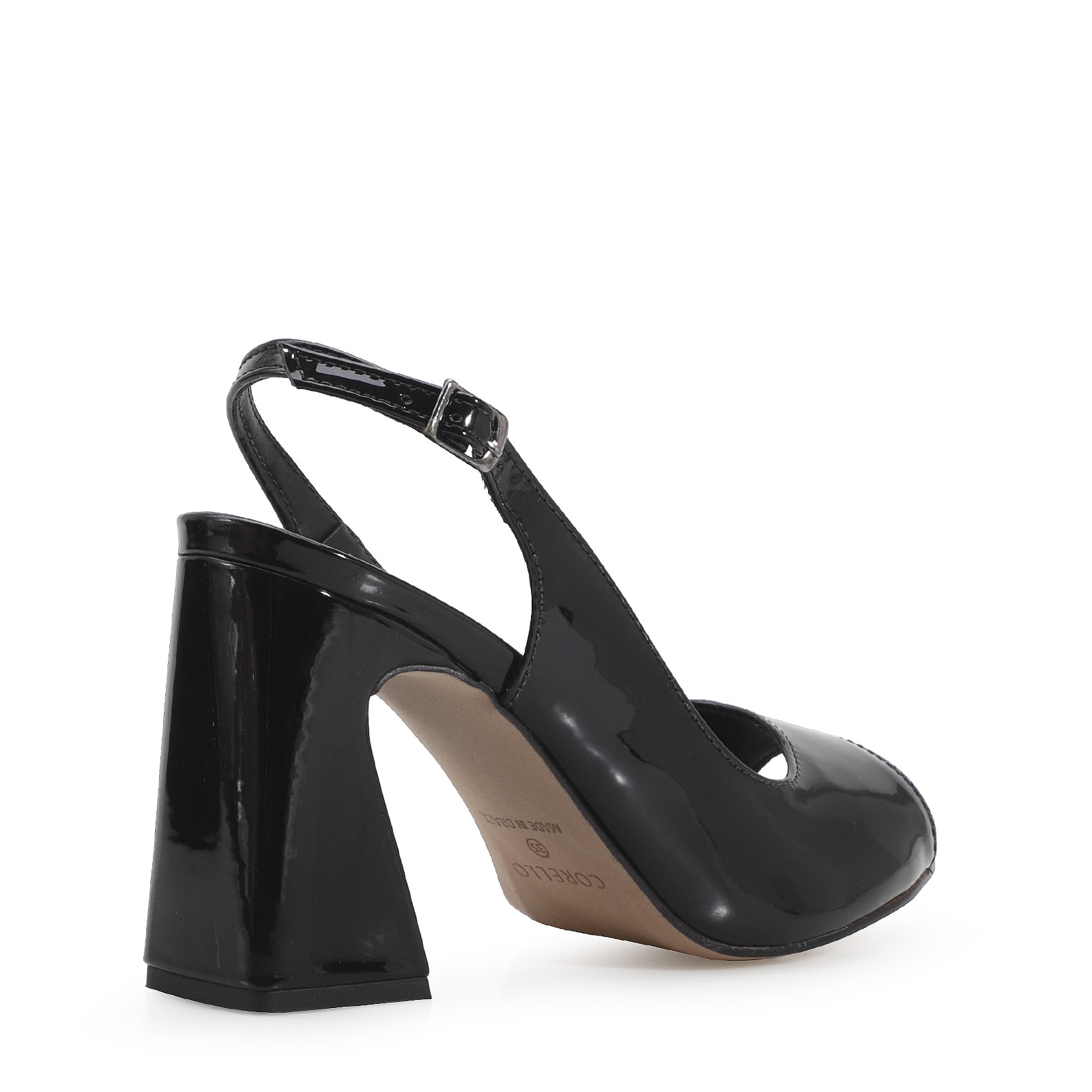 Peep Toe Verniz Preto