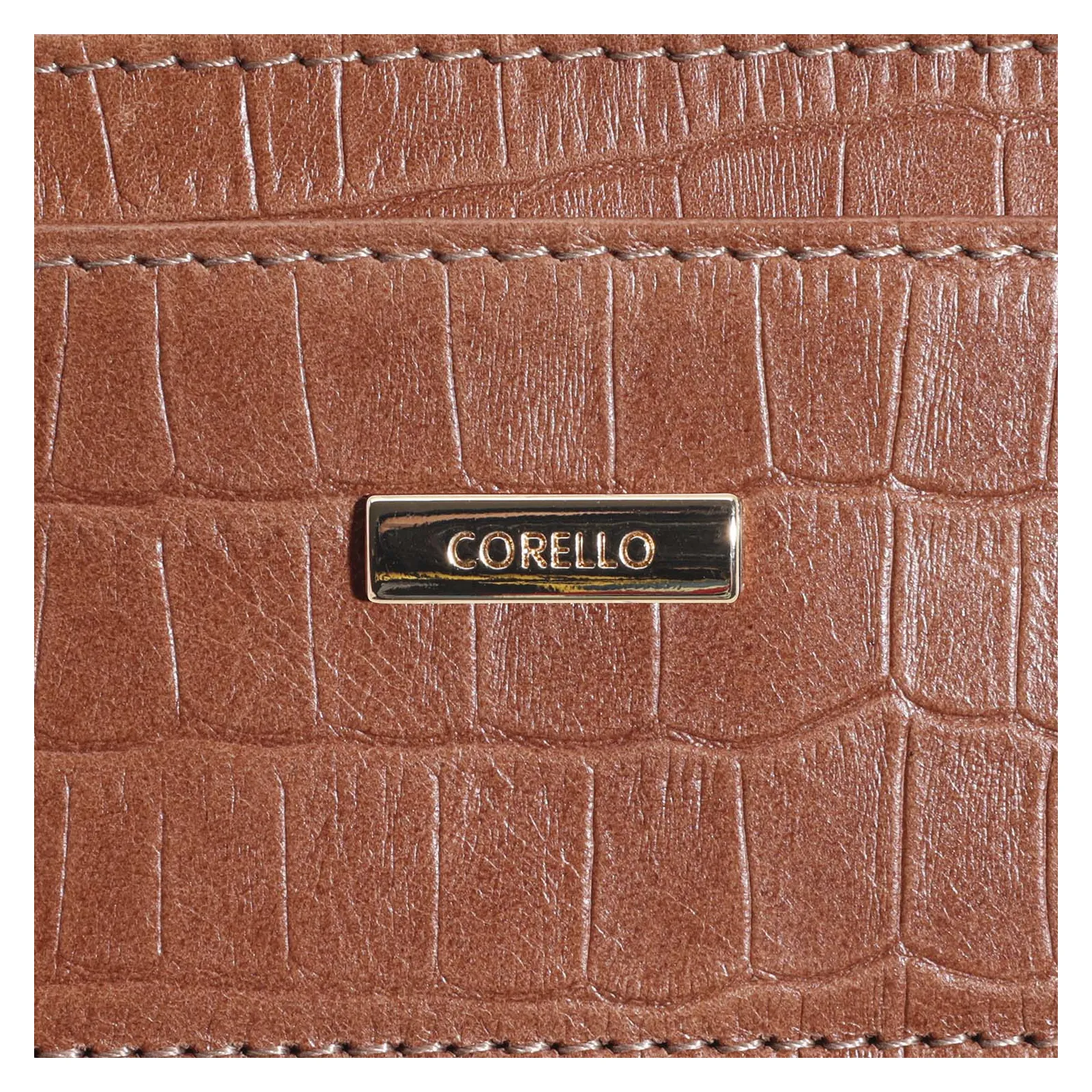 Porta Cartão Couro Croco Marrom