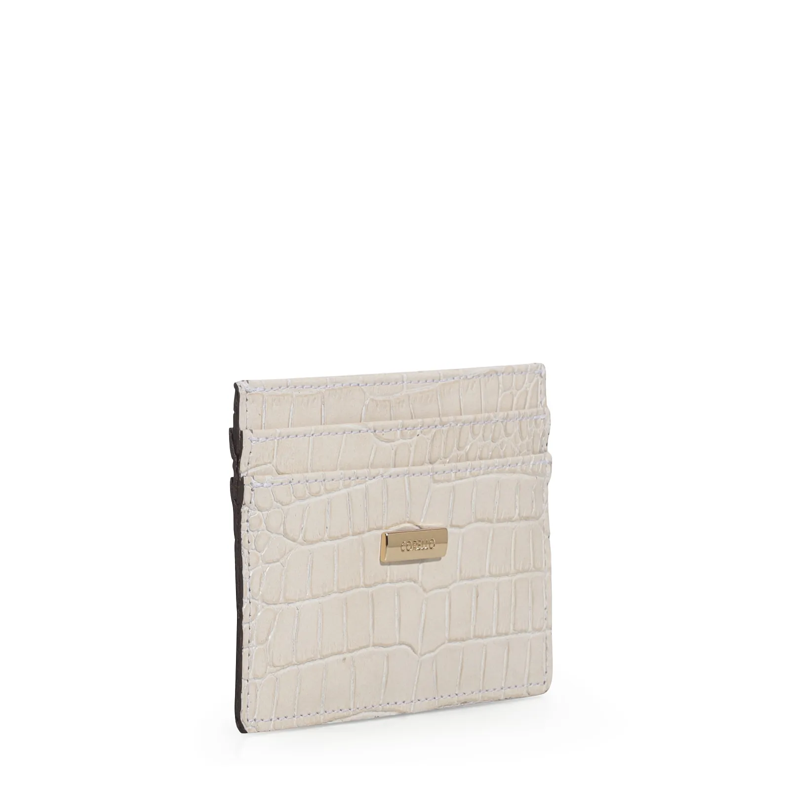 Porta Cartão Couro Croco Off White