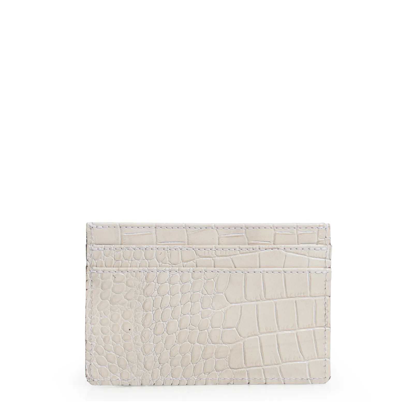 Porta Cartão Couro Croco Off White