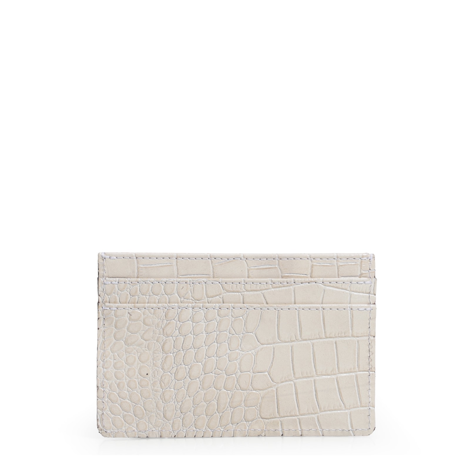 Porta Cartão Couro Croco Off White