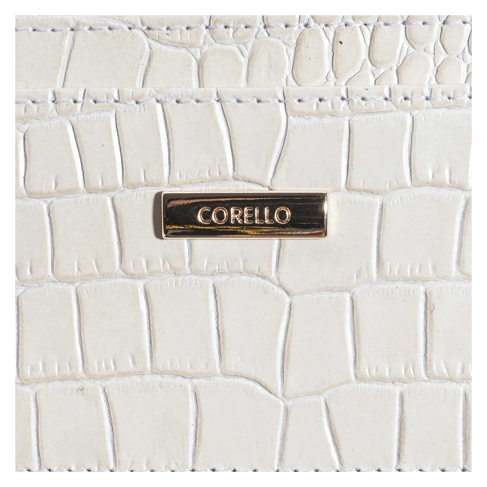 Porta Cartão Couro Croco Off White