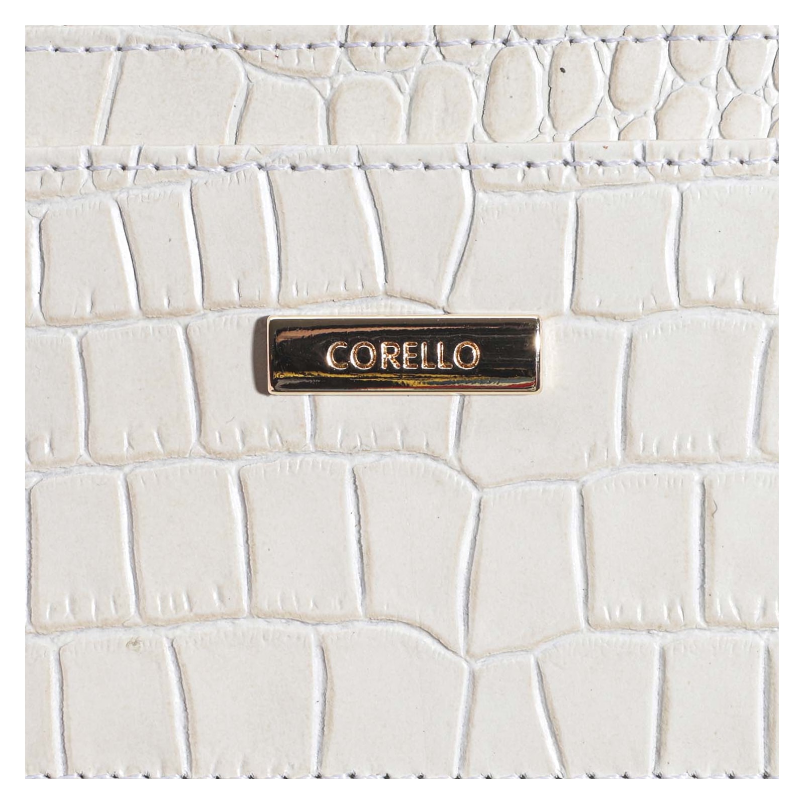 Porta Cartão Couro Croco Off White