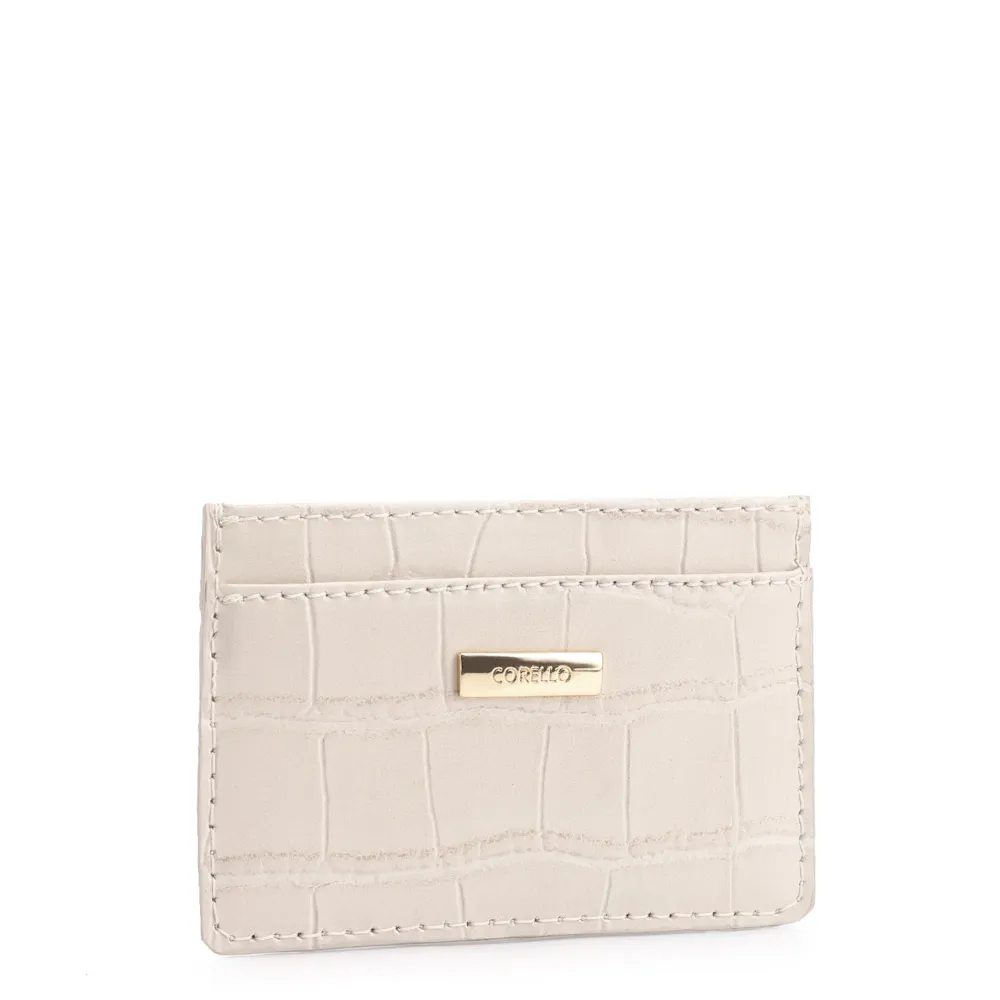 Porta Cartão Couro Croco Off White - imagem 2
