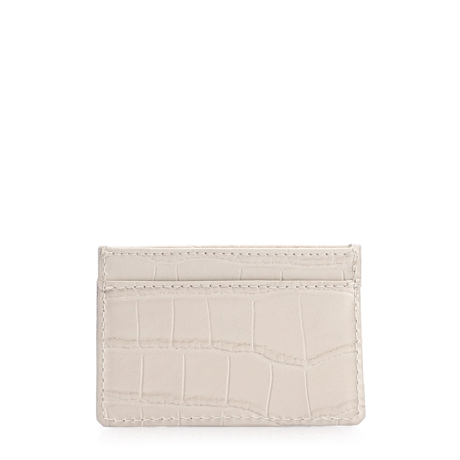 Porta Cartão Couro Croco Off White