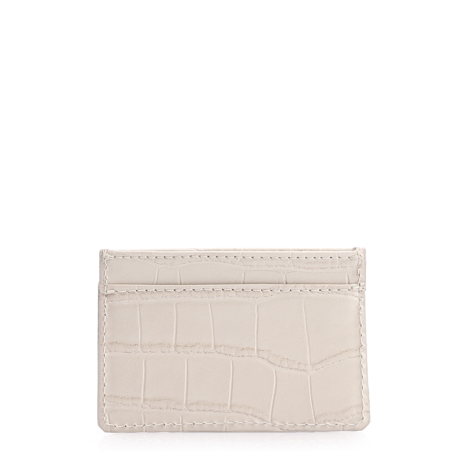 Porta Cartão Couro Croco Off White