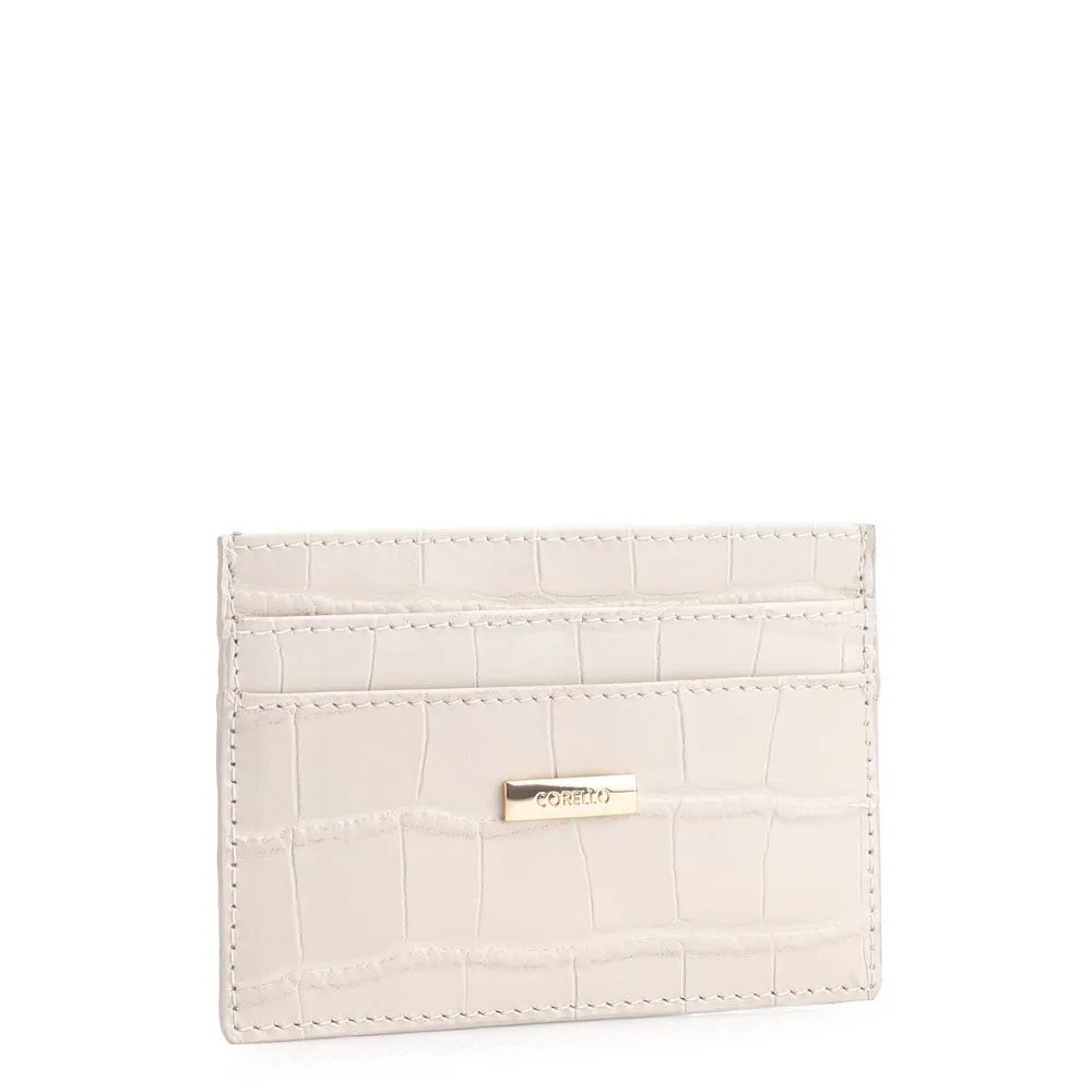 Porta Cartão Couro Croco Off White - imagem 2