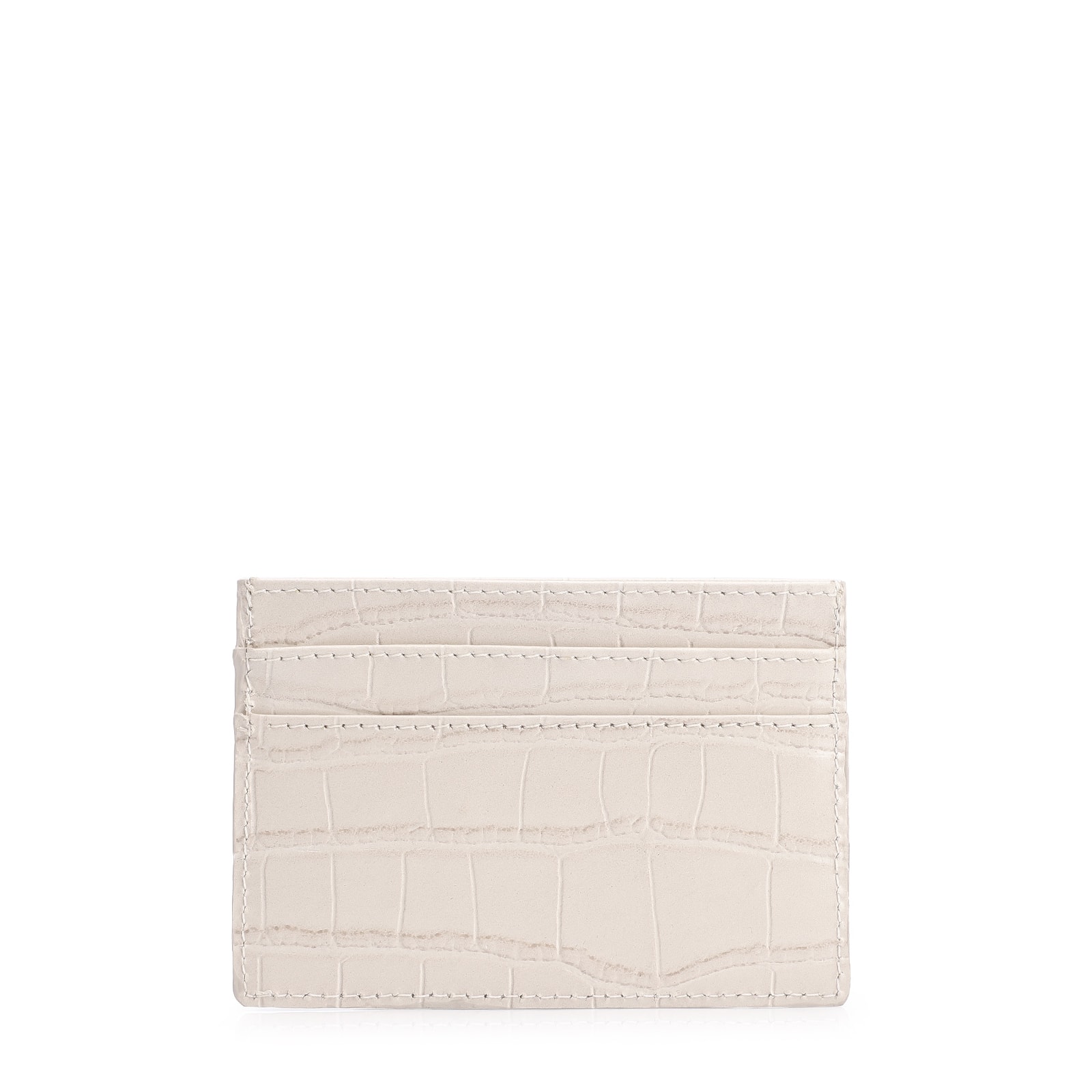 Porta Cartão Couro Croco Off White