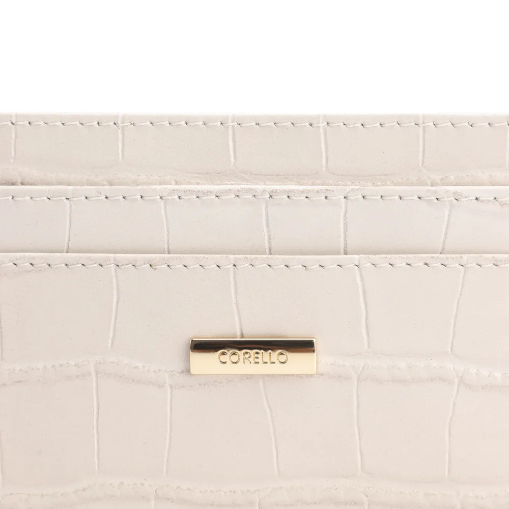 Porta Cartão Couro Croco Off White - imagem 4