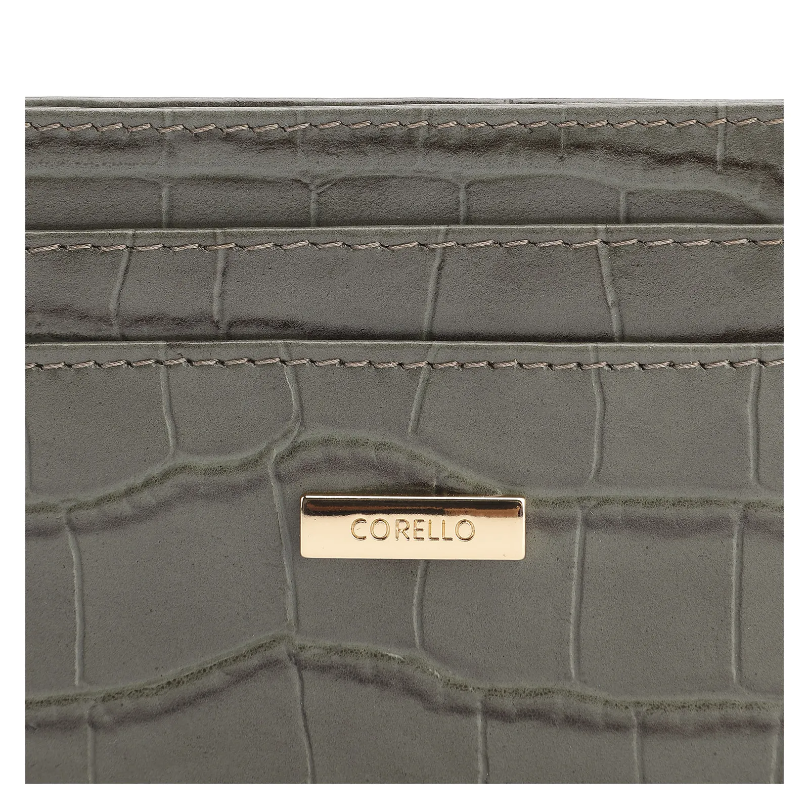 Porta Cartão Couro Croco Verde