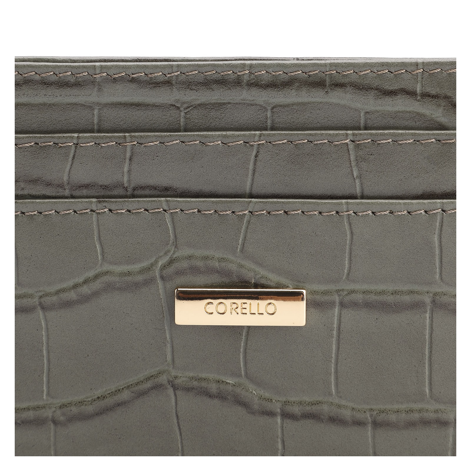 Porta Cartão Couro Croco Verde