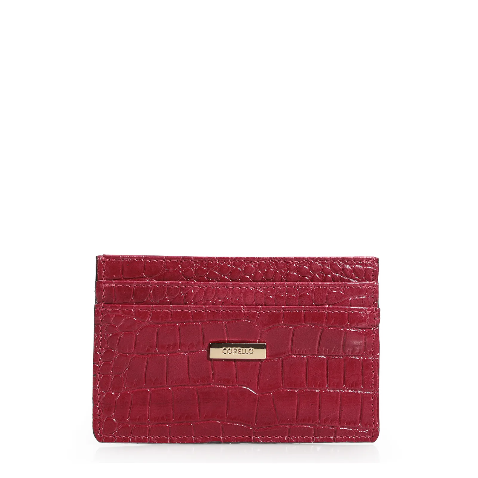 Porta Cartão Couro Croco Vermelho