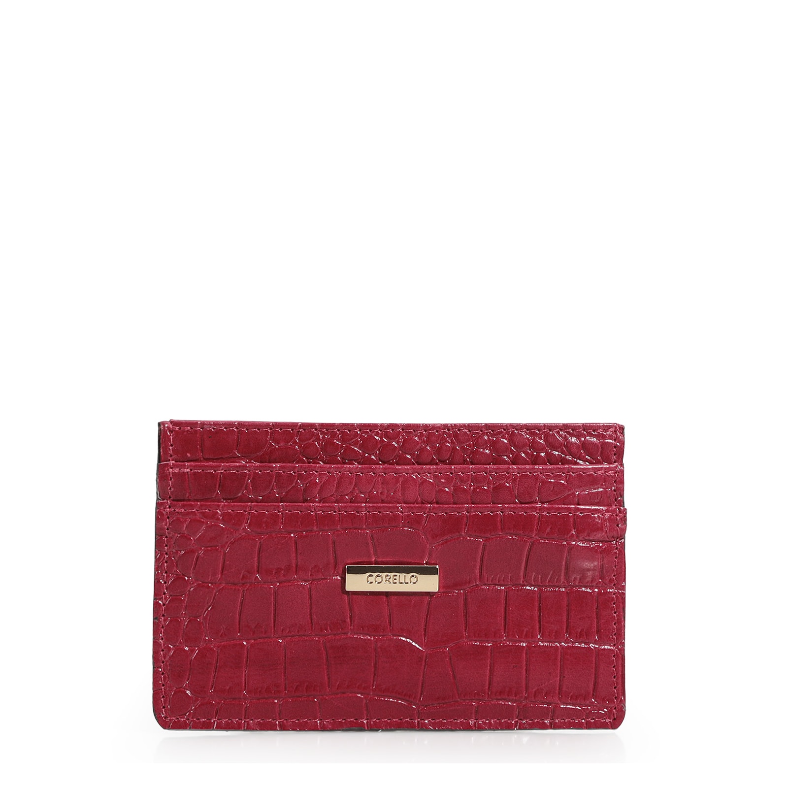 Porta Cartão Couro Croco Vermelho