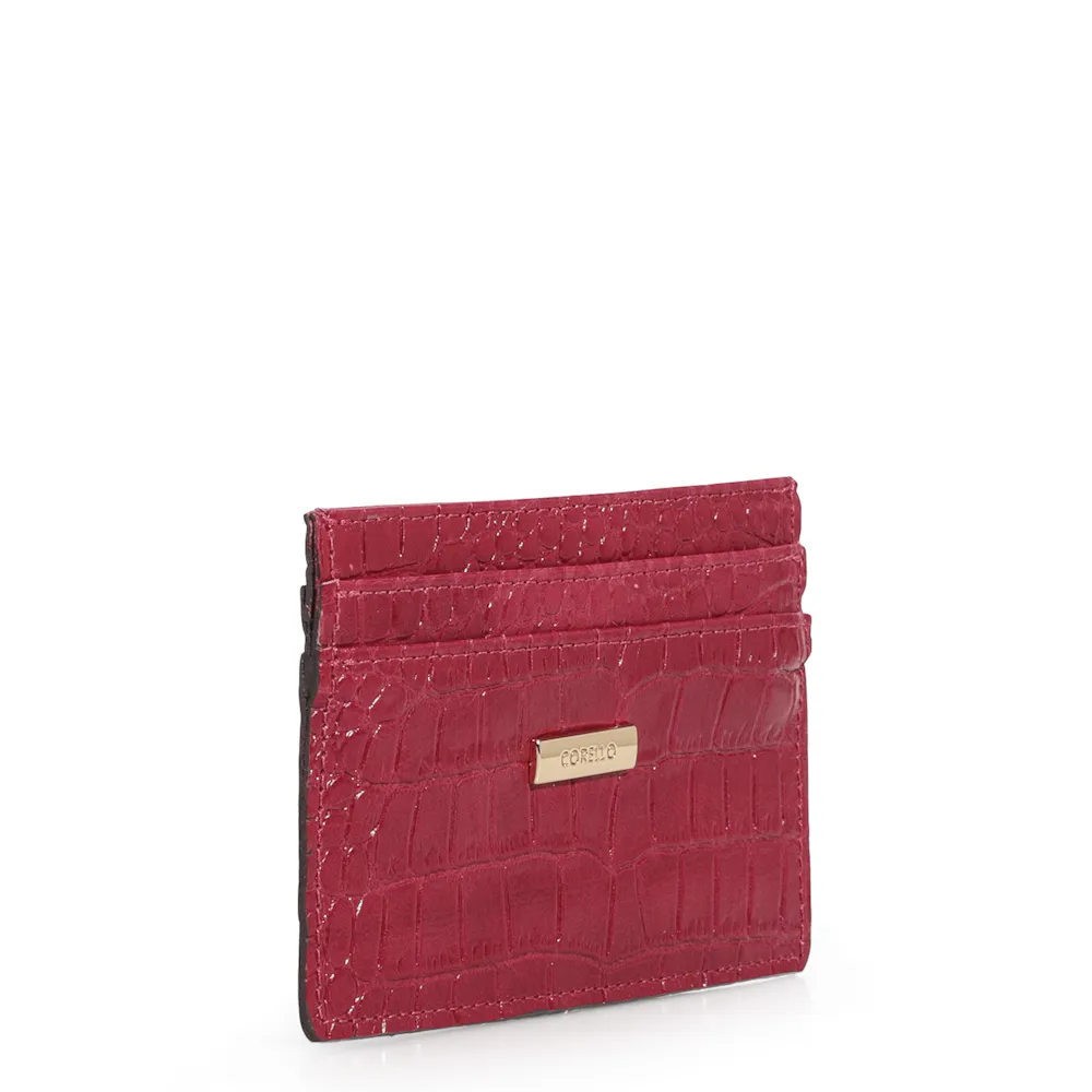 Porta Cartão Couro Croco Vermelho - imagem 2