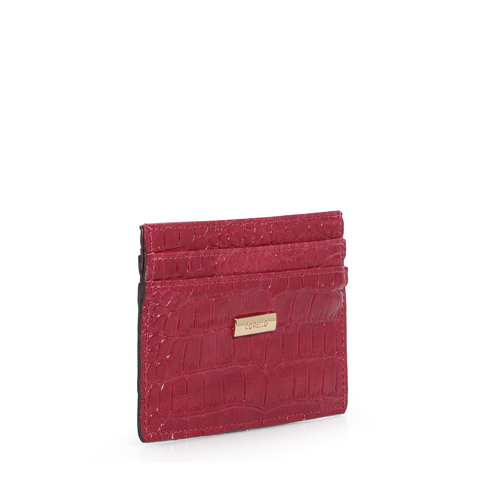Porta Cartão Couro Croco Vermelho