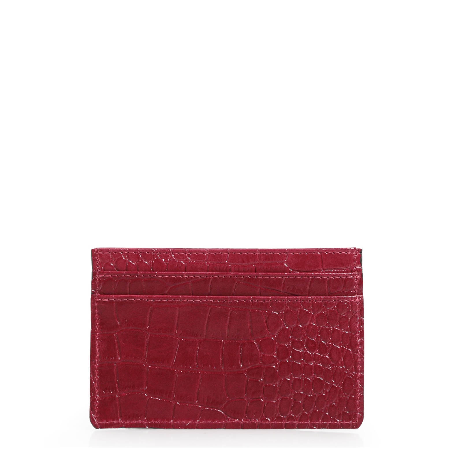 Porta Cartão Couro Croco Vermelho