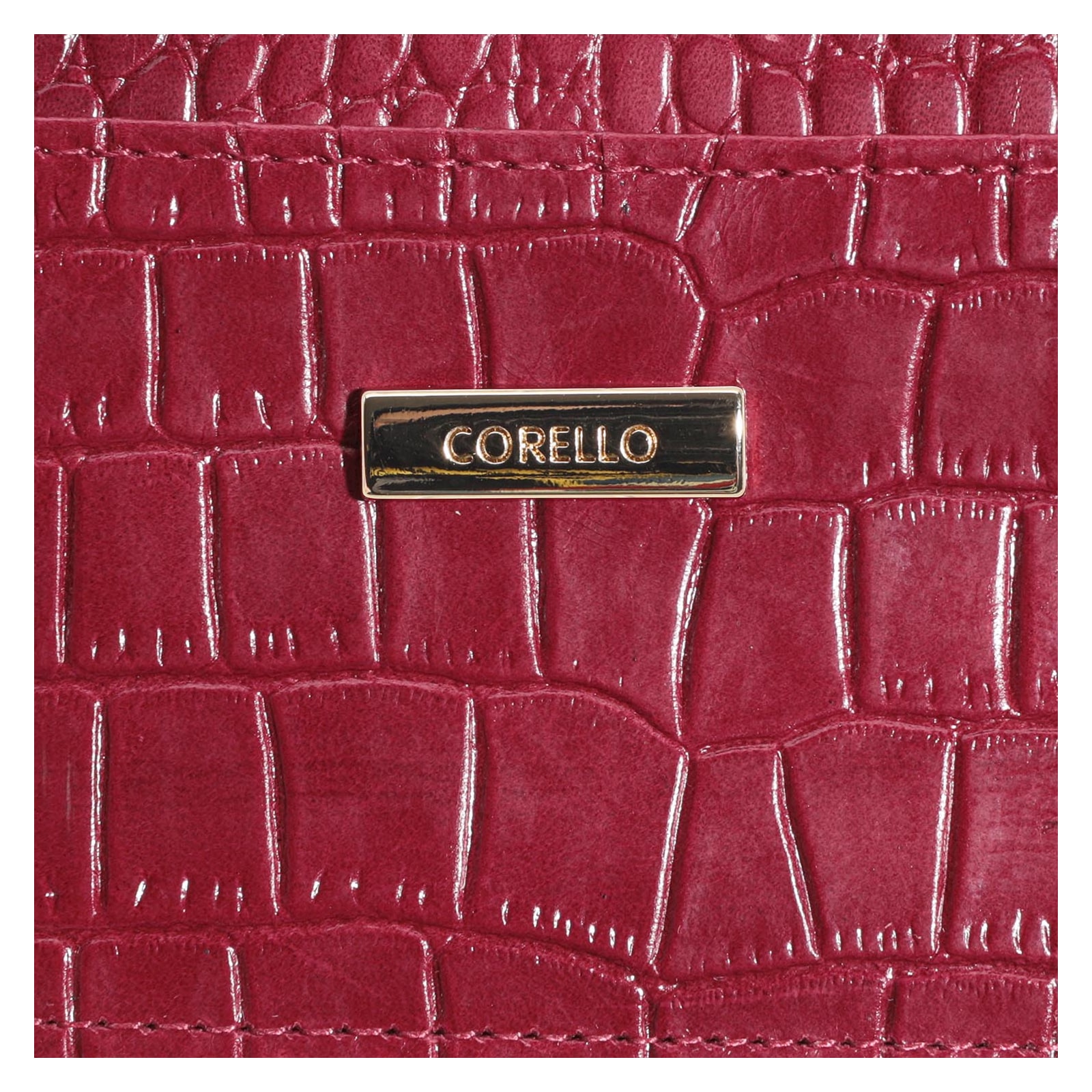 Porta Cartão Couro Croco Vermelho