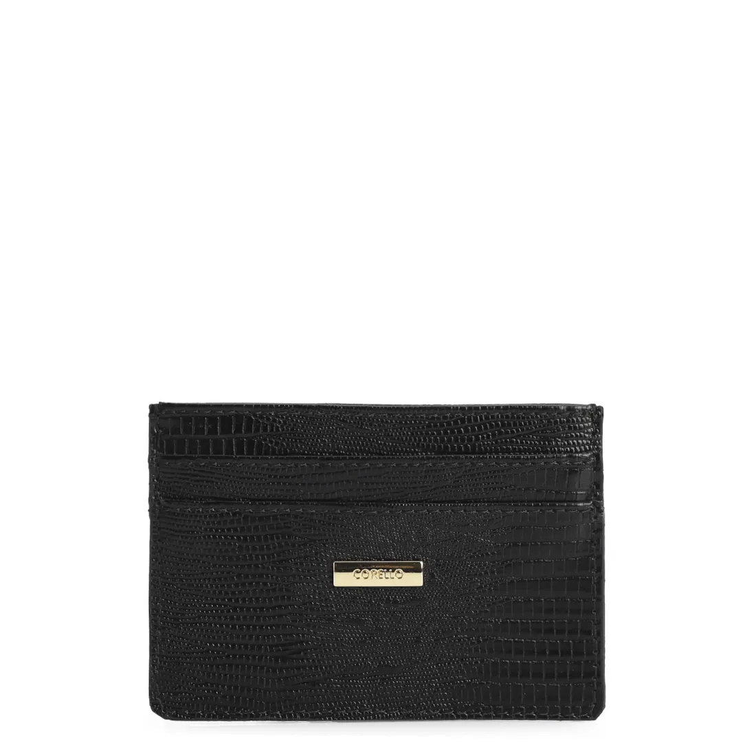 Porta Cartão Couro Lezard Preto