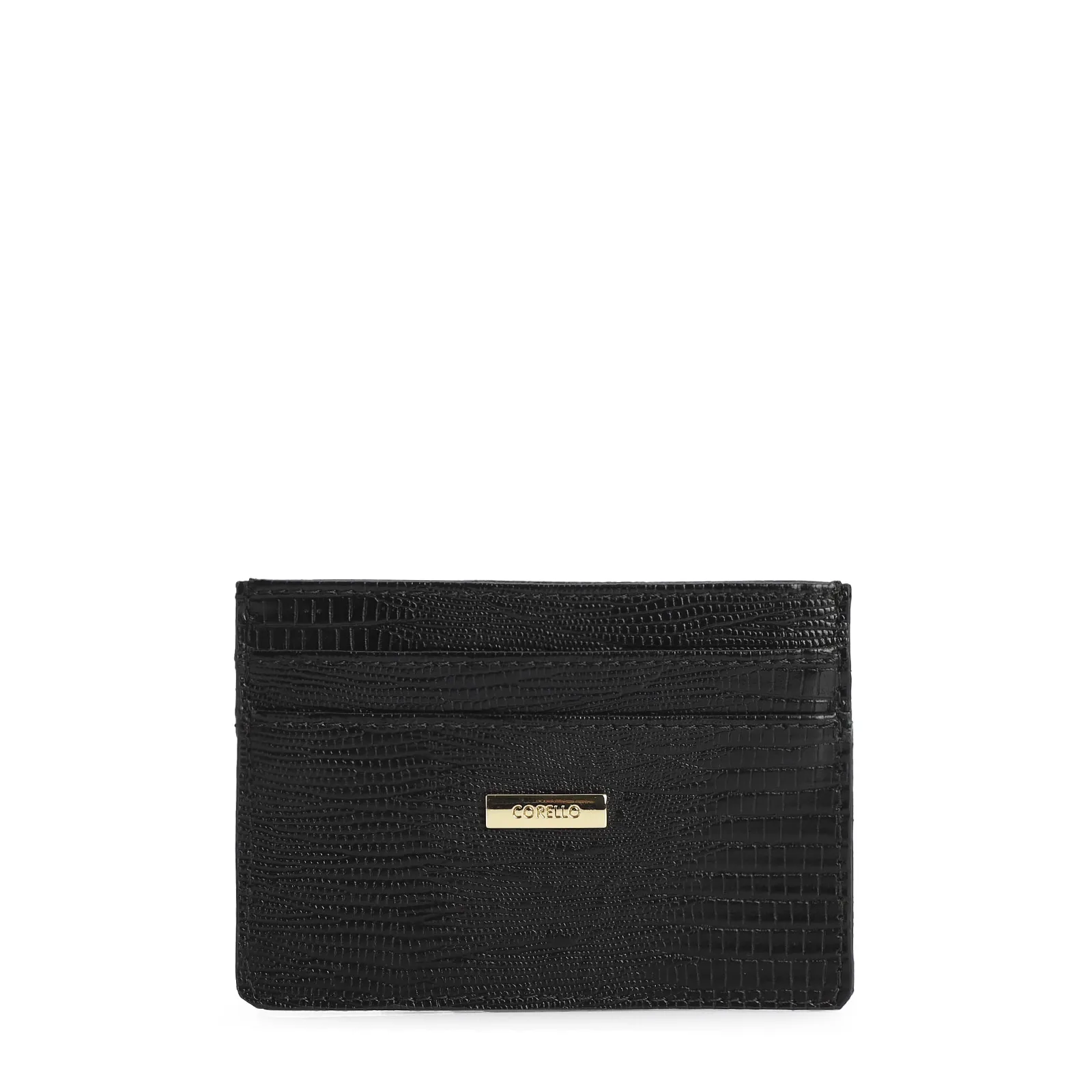 Porta Cartão Couro Lezard Preto