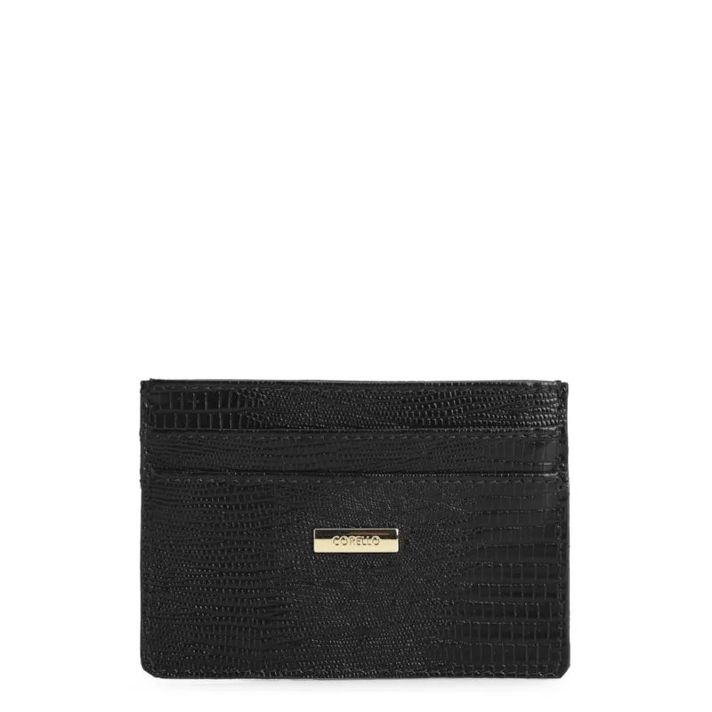 Porta Cartão Couro Lezard Preto
